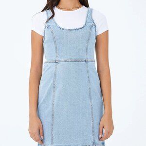 NWT Cotton On Denim Stretch Mini Dress in Mid Wash Size M western indie grunge